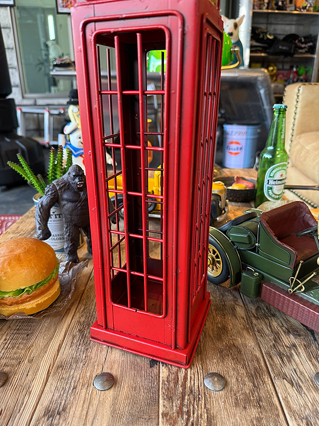 イギリス ロンドン 赤い電話ボックス ワインホルダー ブリキオブジェ