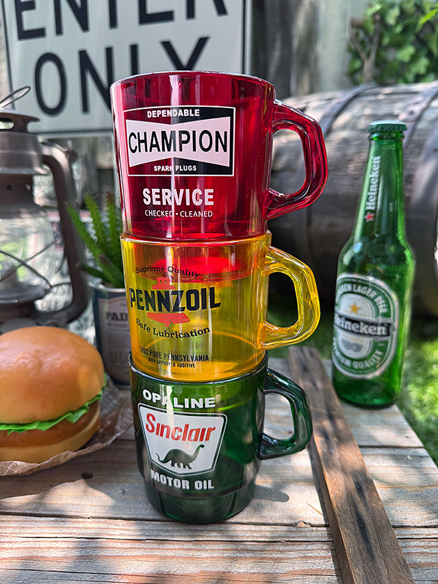 モーター系＆オイルブランド　スタッキングマグ　（3個セット/クリア）　330ml ■ アメリカン雑貨 アメリカ雑貨 | 