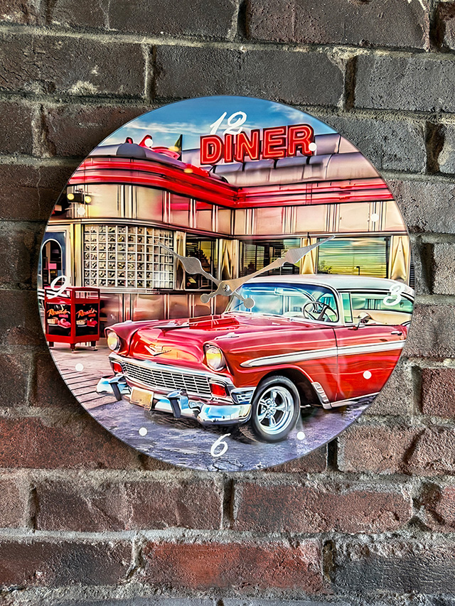 オールドアメリカン　グラスクロック　（アメリカンダイナー＆ベルエア） ■ アメリカン雑貨 アメリカ雑貨 | 