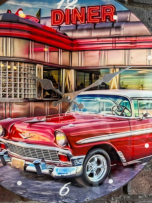 オールドアメリカン　グラスクロック　（アメリカンダイナー＆ベルエア） ■ アメリカン雑貨 アメリカ雑貨 |  | 01