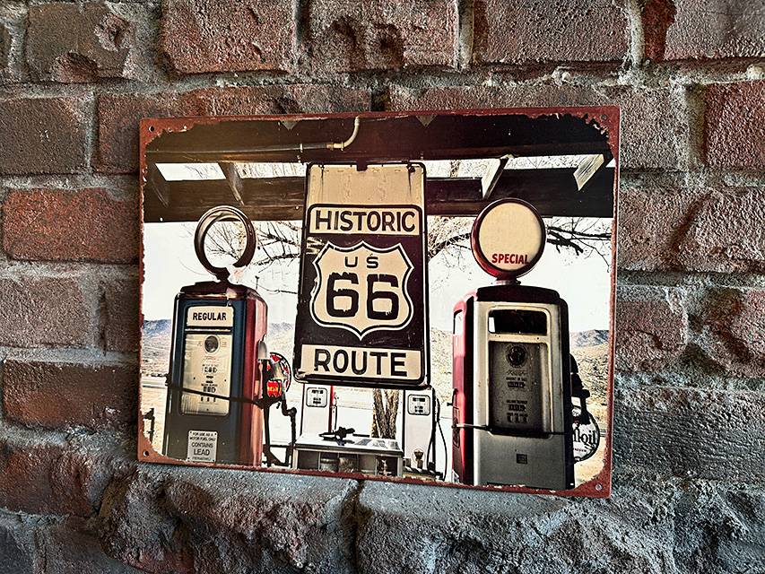 ルート66　古びたガススタ　ミニブリキ看板 ■ アメリカン雑貨 アメリカ雑貨 | 