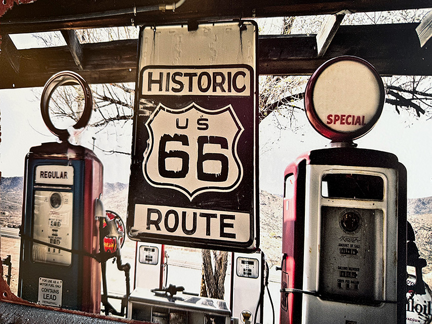 ルート66　古びたガススタ　ミニブリキ看板 ■ アメリカン雑貨 アメリカ雑貨 |  | 01
