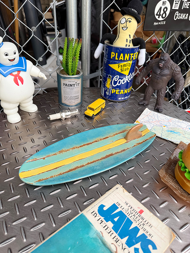 サーフボード　プレート　（ターコイズブルー×イエロー）　お皿 ■ アメリカン雑貨 アメリカ雑貨 | 