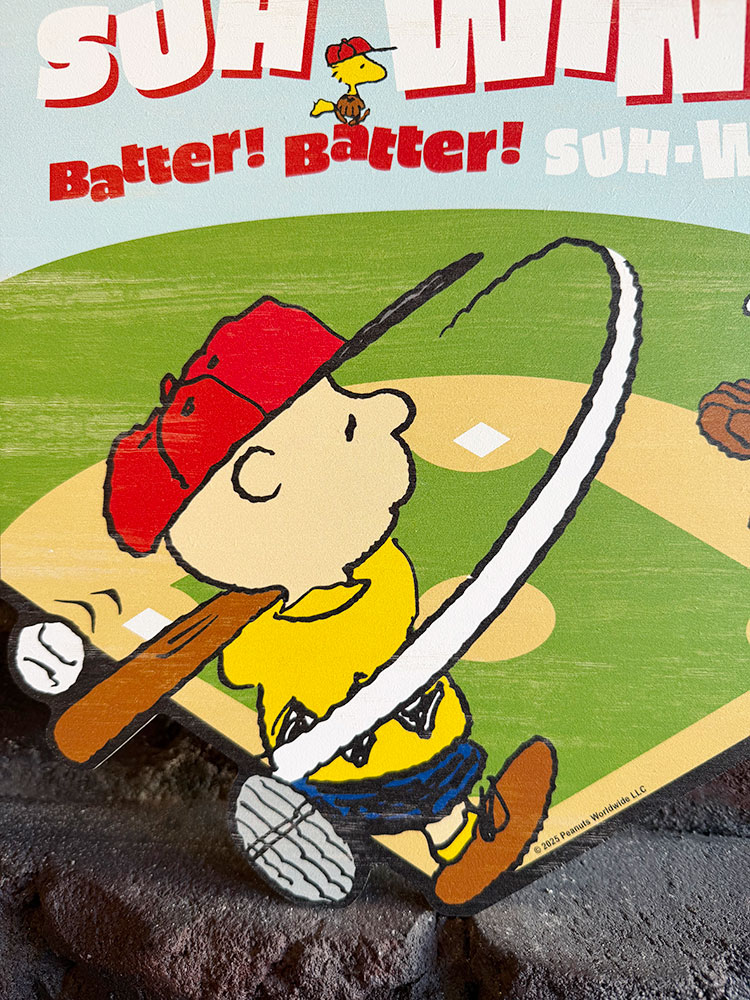 ピーナッツ　スヌーピー　ベースボール　ウッドサイン　（SUH-WING！）　木製看板　MDF　MADE IN U.S.A. ■ アメリカン雑貨 アメリカ雑貨 |  | 01