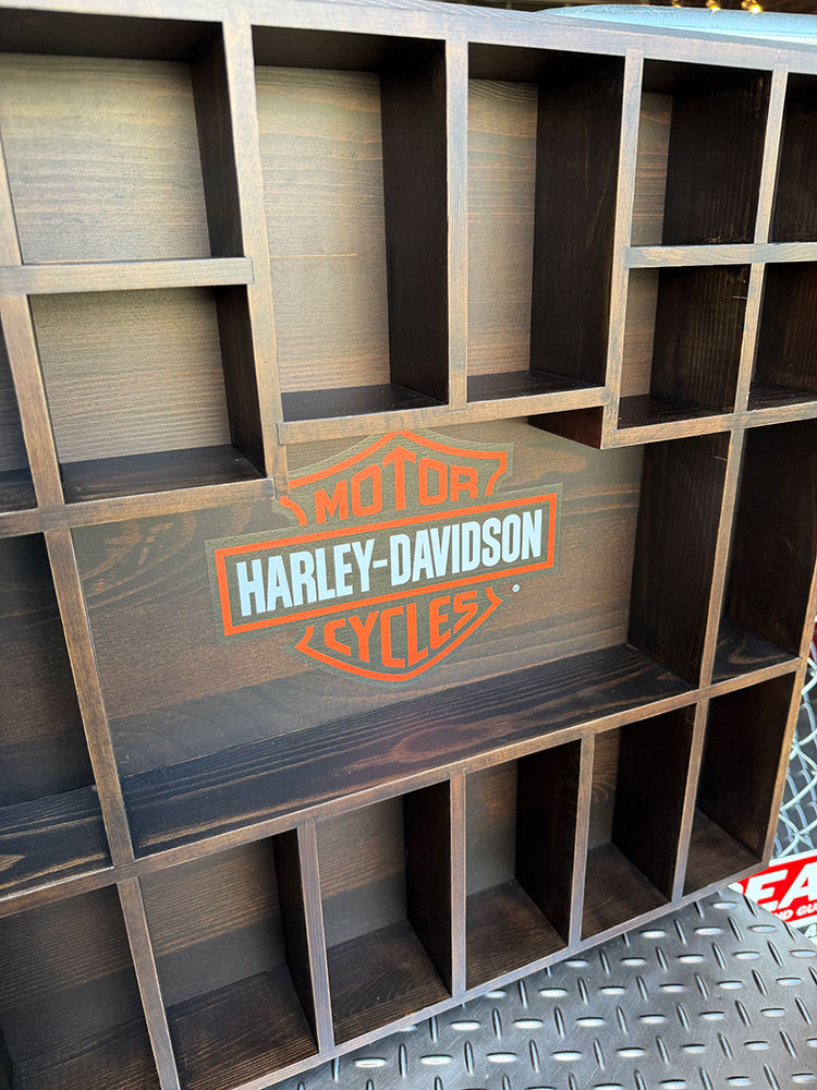 ハーレーダビッドソン　ショットグラス　ディスプレイケース　木製　ウッド　ウォールラック ■ アメリカン雑貨 アメリカ雑貨 | Harley Davidson | 06