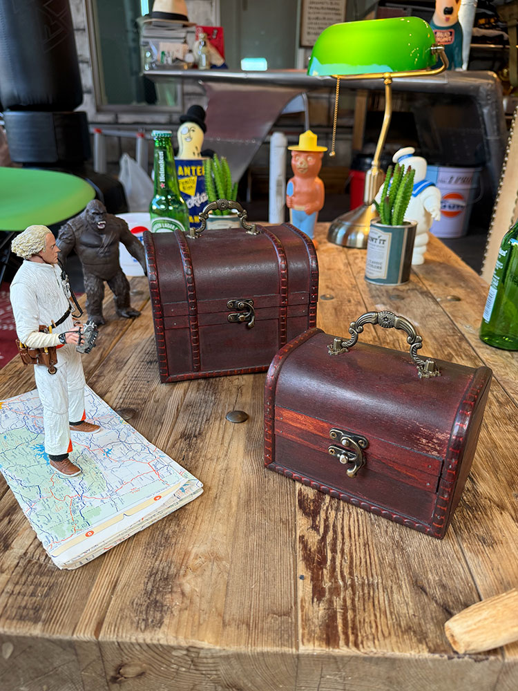 海賊宝箱 アンティークトランクケース 2個セット （ライトブラウン2