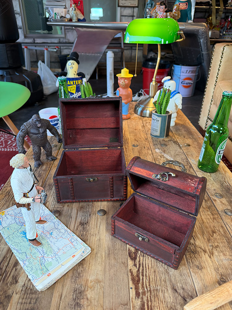 海賊宝箱 アンティークトランクケース 2個セット （ライトブラウン2