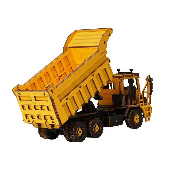 つくるんです！　働く乗り物シリーズ　3Dウッドパズル　ダンプトラック　DIYキット　（説明書付き）　塗装不要　見本通りに完成します |  | 09