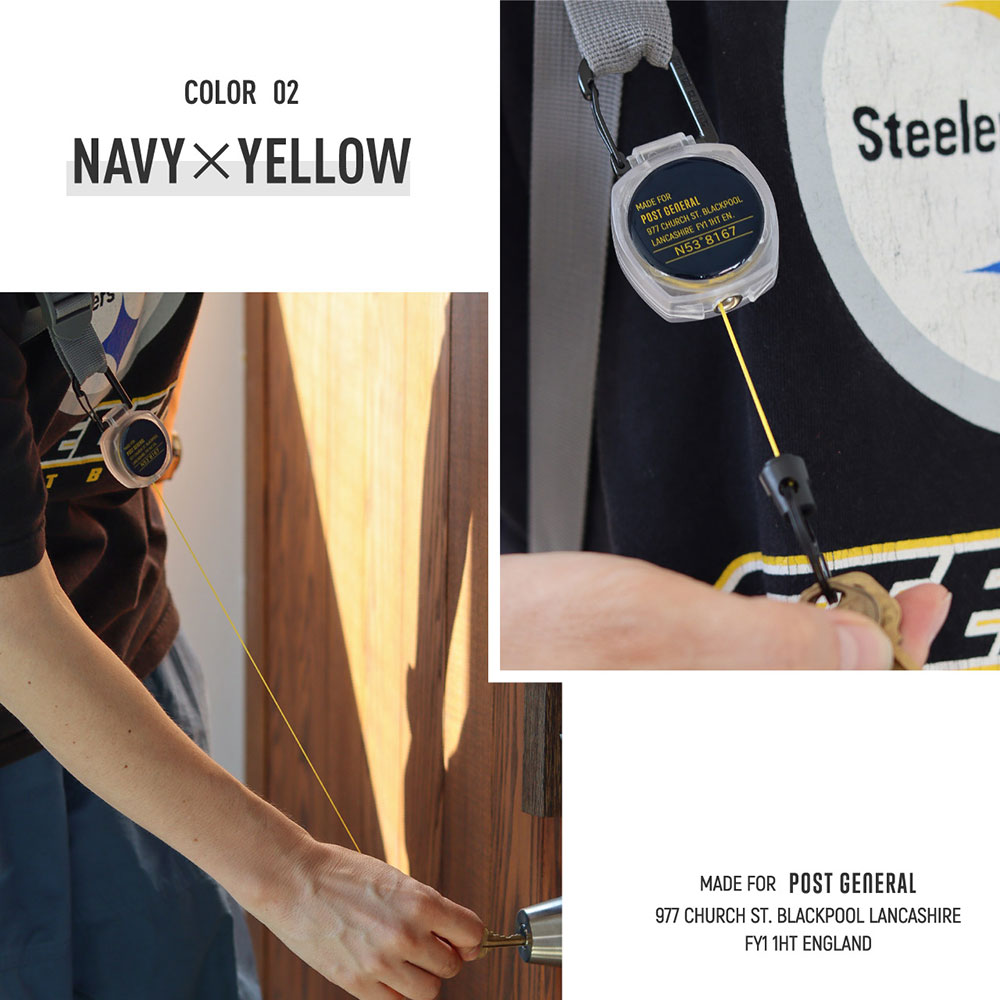 ポストジェネラル　カラーコード　リールキーホルダー　82cmまで伸びるリールコード　カラビナ付き　本体わずか30g |  | 03