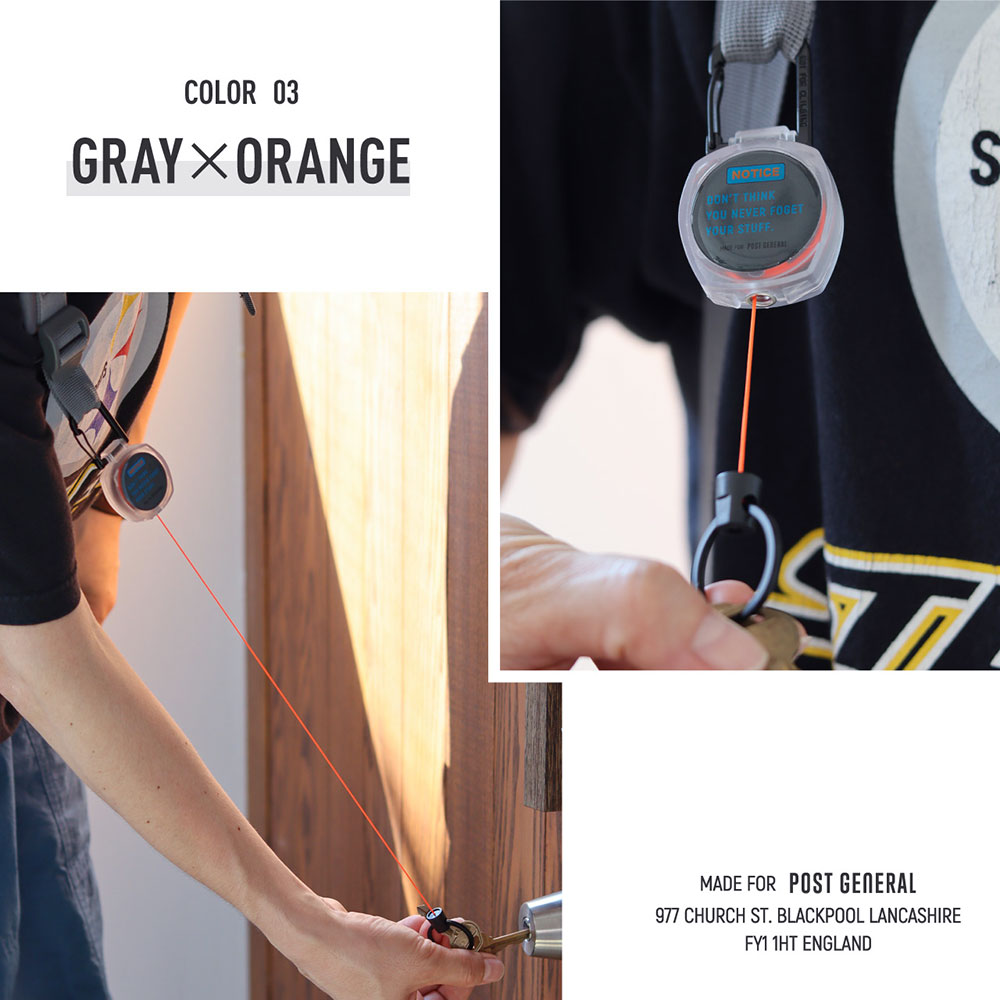 ポストジェネラル　カラーコード　リールキーホルダー　82cmまで伸びるリールコード　カラビナ付き　本体わずか30g |  | 04