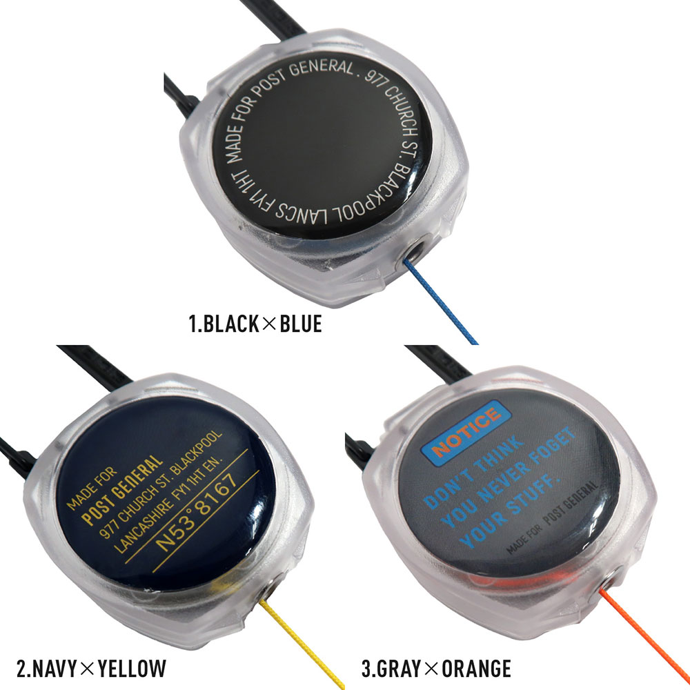ポストジェネラル　カラーコード　リールキーホルダー　82cmまで伸びるリールコード　カラビナ付き　本体わずか30g |  | 08