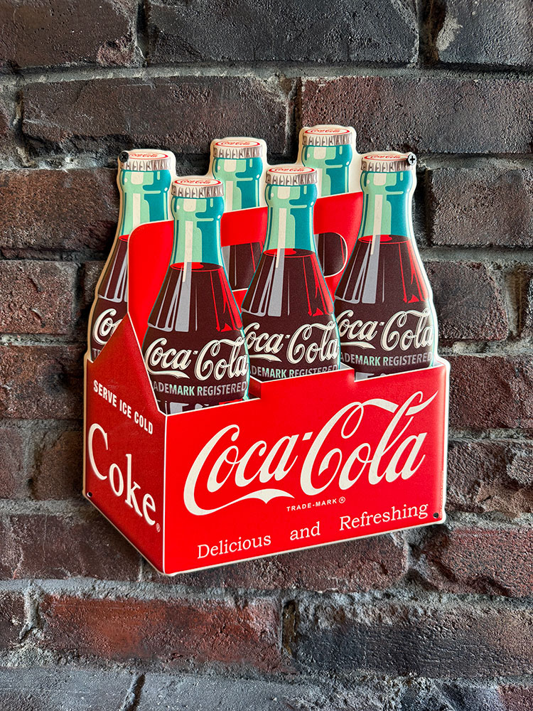 コカ・コーラ　6パック　ダイカット　エンボス　ティンサイン　ブリキ看板 ■ アメリカン雑貨 アメリカ雑貨 | Coca Cola