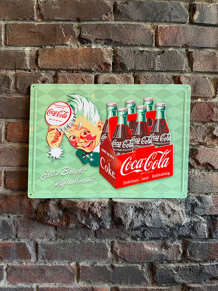 コカ・コーラ　スプライトボーイ　＆　6パック　エンボス　ティンサイン　ブリキ看板 ■ アメリカン雑貨 アメリカ雑貨 | Coca Cola | 03