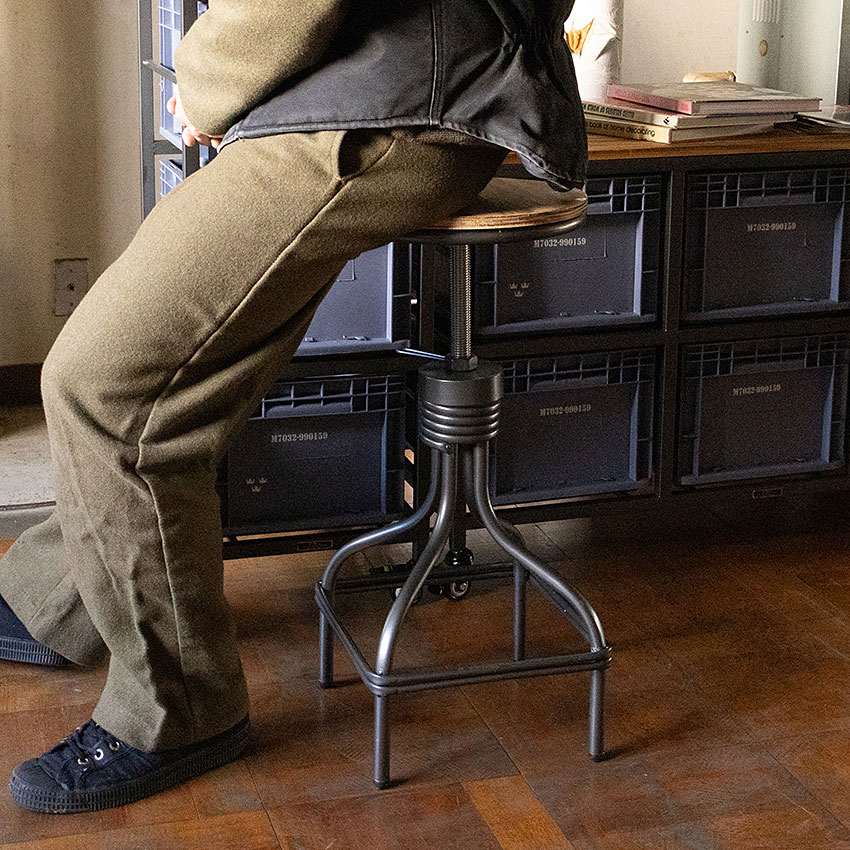 【2脚セット】ミリタリーテイスト　ウッド＆アイアン　スツール　（2脚セット）　送料無料（沖縄 離島除く）　秘密基地系ファニチャー　FML |  | 02