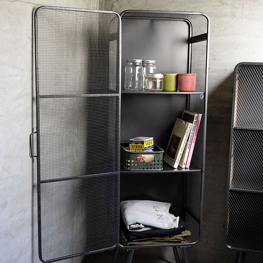 ミリタリーテイスト　メッシュキャビネット アンティークシルバー　全国送料無料（沖縄・離島除く）　秘密基地系ファニチャー　FML 爆買 | 