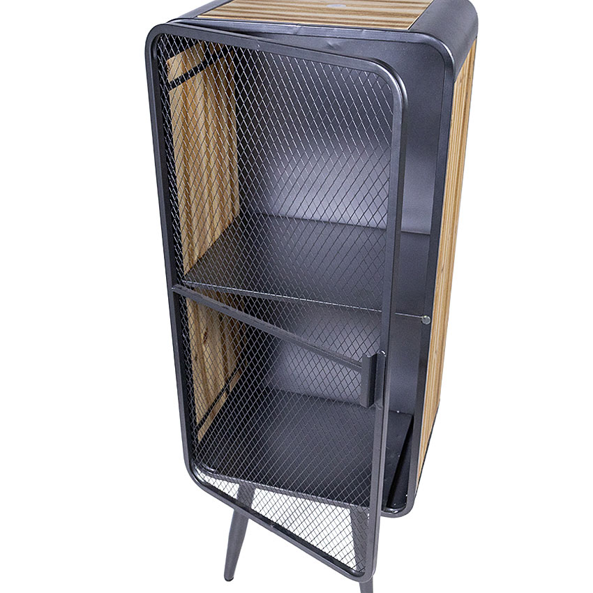 ミリタリーテイスト　ウッド＆アイアン　メッシュキャビネットM 　（2段タ）　送料無料（沖縄・離島除く）　秘密基地系ファニチャー　FML |  | 02