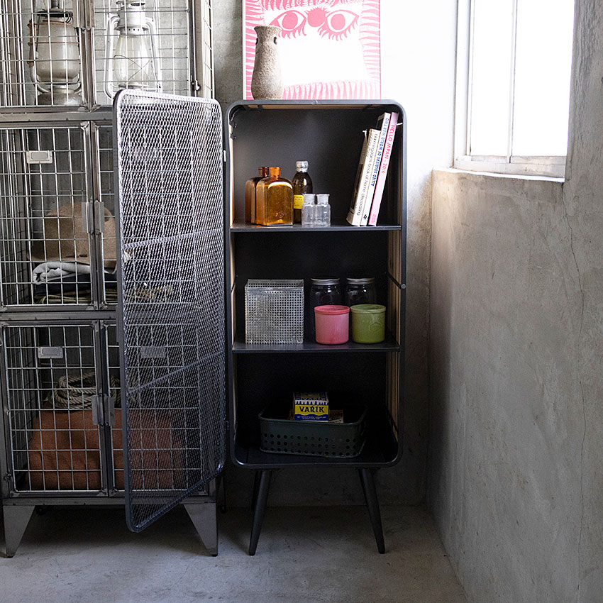 ミリタリーテイスト　ウッド＆アイアン　メッシュキャビネットL 　（3段）　送料無料（沖縄・離島除く）　秘密基地系ファニチャー　FML |  | 01