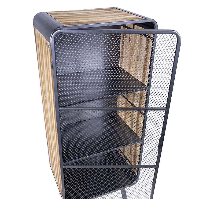 ミリタリーテイスト　ウッド＆アイアン　メッシュキャビネットL 　（3段）　送料無料（沖縄・離島除く）　秘密基地系ファニチャー　FML |  | 02