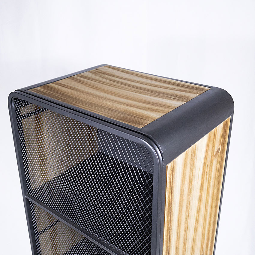 ミリタリーテイスト　ウッド＆アイアン　メッシュキャビネットL 　（3段）　送料無料（沖縄・離島除く）　秘密基地系ファニチャー　FML |  | 04