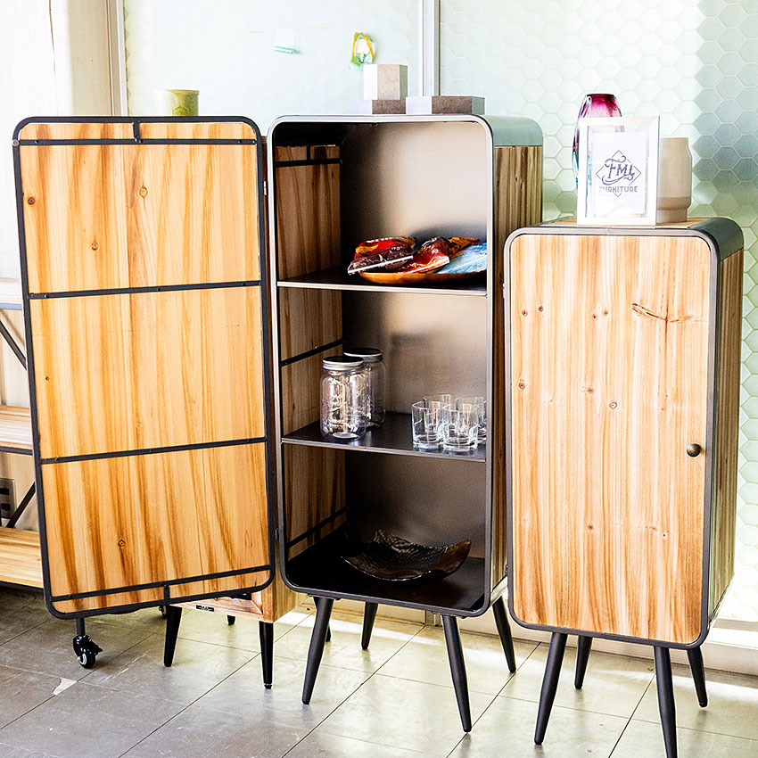 ミリタリーテイスト　ウッド＆アイアン　ウッドドア　キャビネットL 　（3段）　送料無料（沖縄・離島除く）　秘密基地系ファニチャー　FML | 