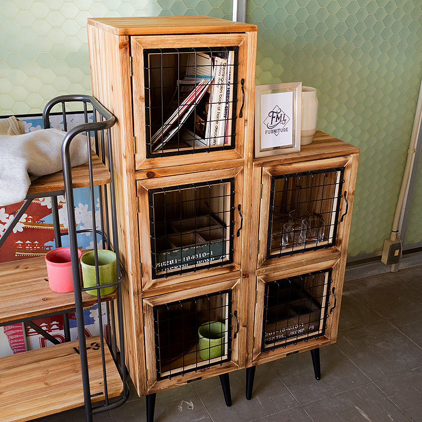 ミリタリーテイスト　ウッドキャビネットL　スリム　（3段タイプ）　全国送料無料（沖縄・離島除く）　秘密基地系ファニチャー　FML 爆買 | 