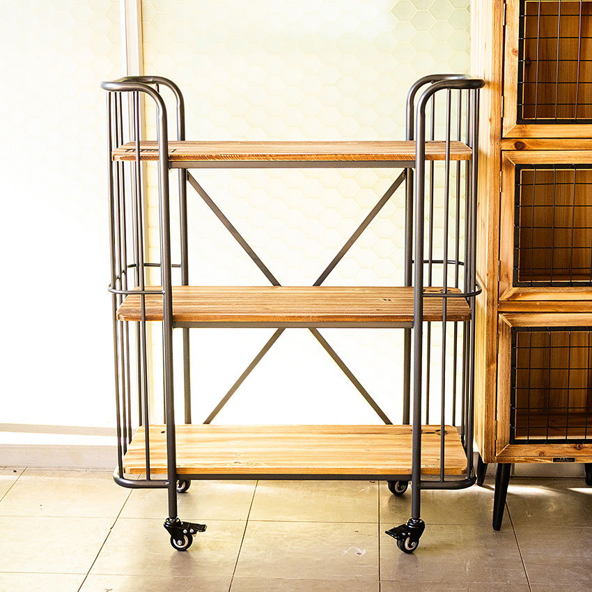 ミリタリーテイスト　ウッド＆アイアン　3段シェルフ　（横幅80cmタイプ）　全国送料無料（沖縄・離島除く）　秘密基地系ファニチャー　FML |  | 01