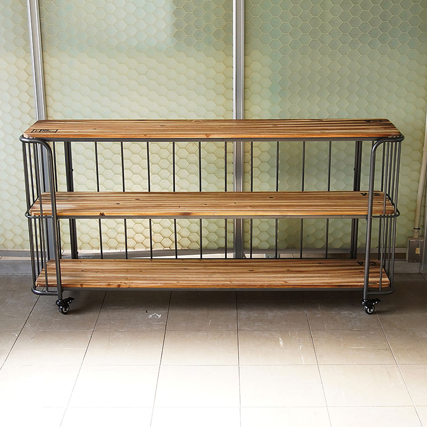 ミリタリーテイスト　ウッド＆アイアン　3段シェルフ　（横幅160cmワイドタイプ）　　秘密基地系ファニチャー　FML |  | 03