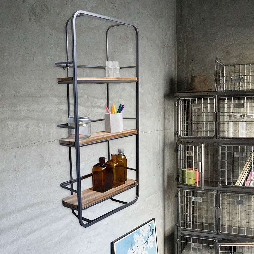 ミリタリーテイスト　ウォールシェルフ　（3段タイプ）　全国送料無料（沖縄・離島除く）　秘密基地系ファニチャー　FML ■ アメリカン雑貨 | 