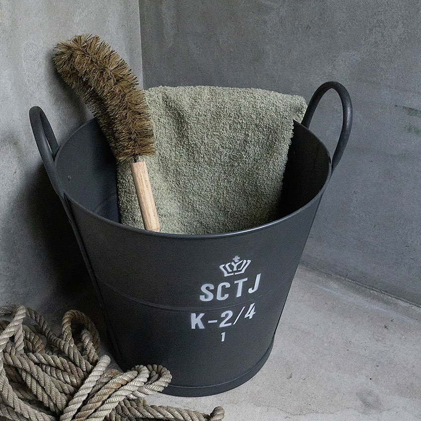 ミリタリーテイスト　デンマークタイプ　ブリキバケツ　（Lサイズ/大きい方）　秘密基地系ファニチャー　FML | 