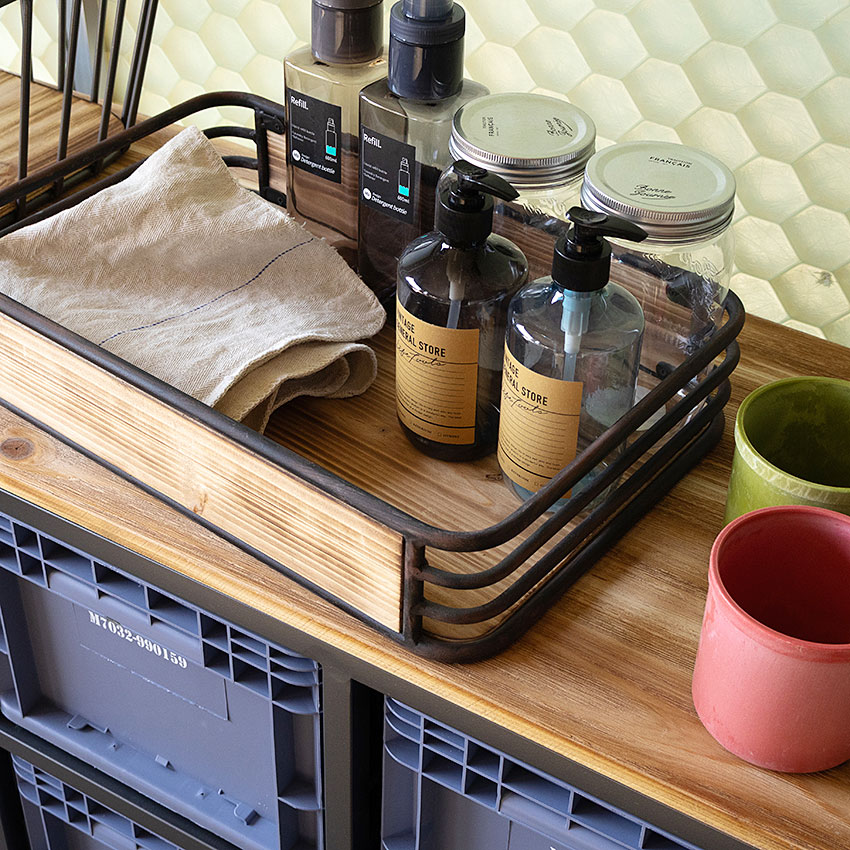 ミリタリーテイスト　ウッド＆アイアンケース　（Lサイズ/大きい方）　秘密基地系ファニチャー　FML ■ アメリカン雑貨 アメリカ雑貨 | 