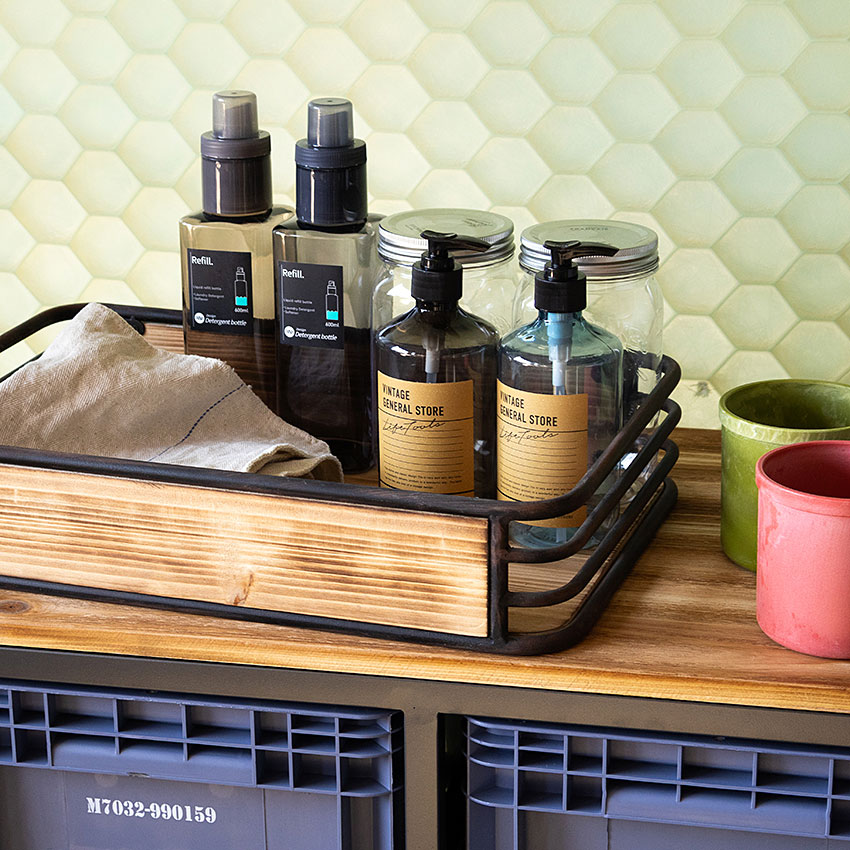 ミリタリーテイスト　ウッド＆アイアンケース　（Lサイズ/大きい方）　秘密基地系ファニチャー　FML ■ アメリカン雑貨 アメリカ雑貨 |  | 08