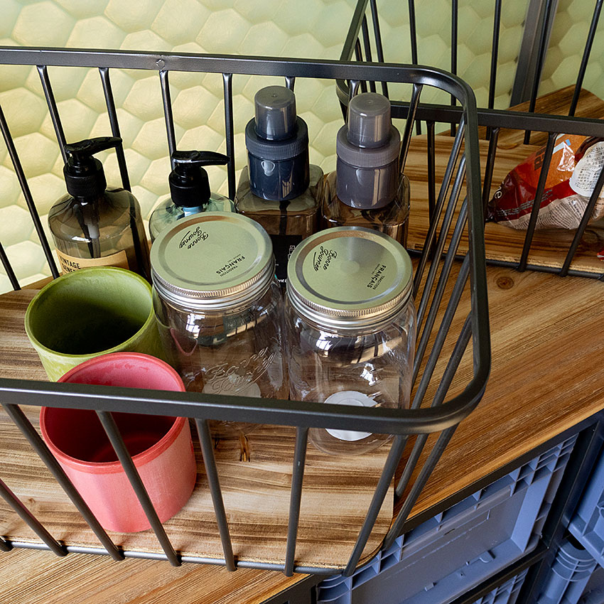ミリタリーテイスト　ウッド＆アイアンバスケット　（2個セット/Sサイズ+Lサイズ）　秘密基地系ファニチャー　FML | 