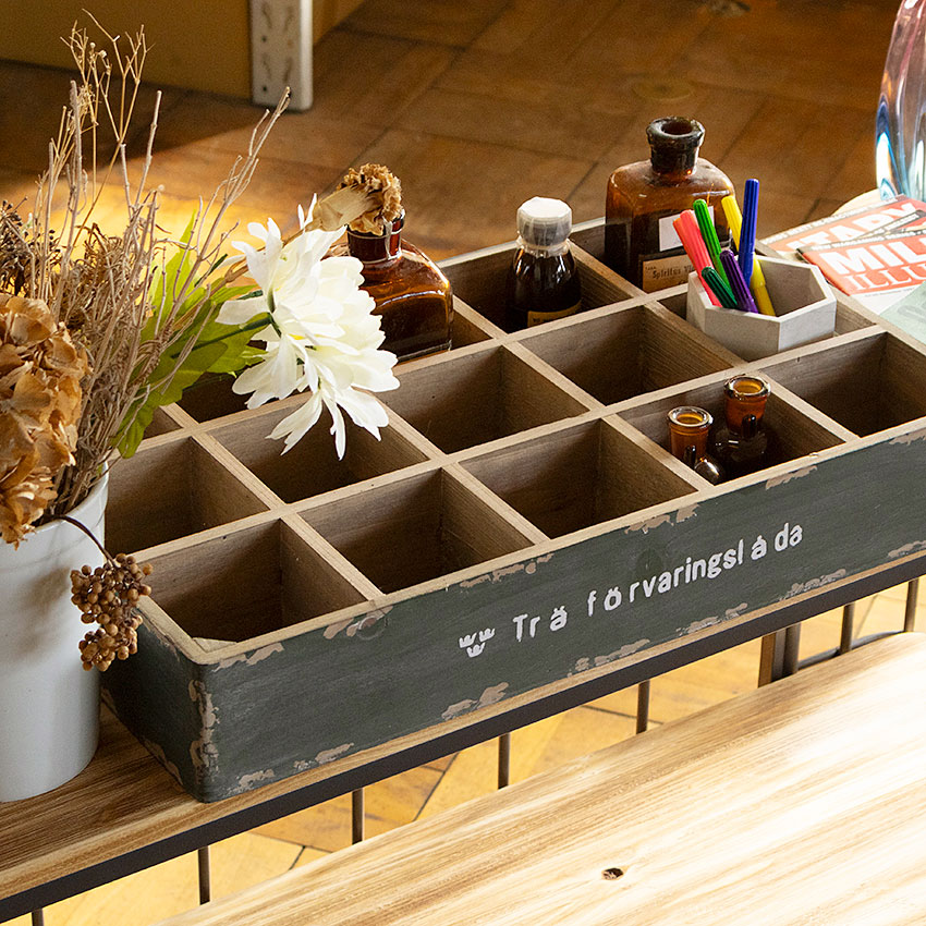 ミリタリーテイスト　ストレージウッドボックス　15仕切りタイプ　（オリーブ）　秘密基地系ファニチャー　FML |  | 01