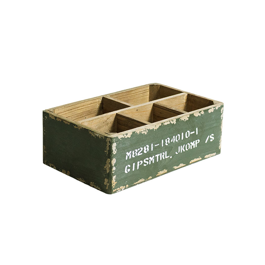 ミリタリーテイスト　ストレージウッドボックス　5仕切りタイプ　（オリーブ）　秘密基地系ファニチャー　FML |  | 02