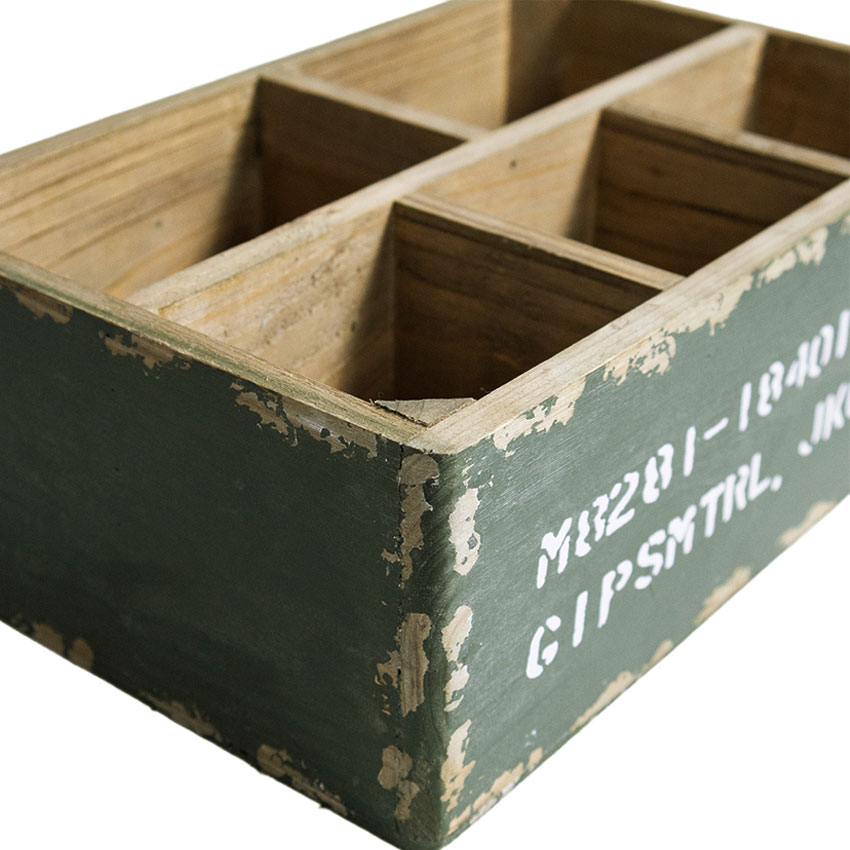 ミリタリーテイスト　ストレージウッドボックス　5仕切りタイプ　（オリーブ）　秘密基地系ファニチャー　FML |  | 03