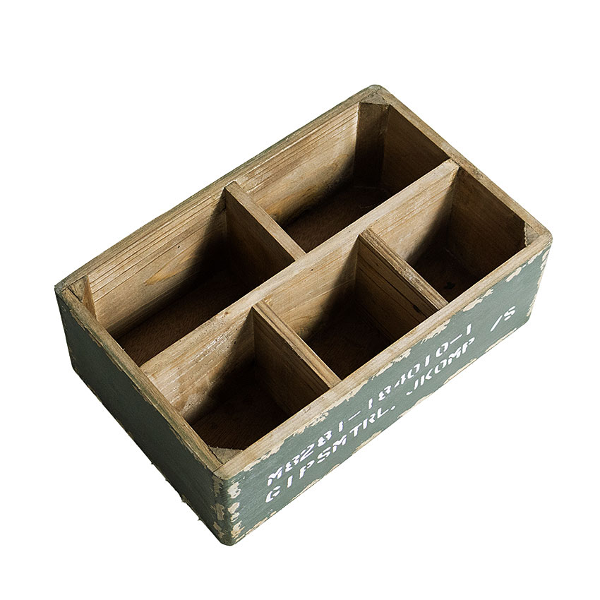 ミリタリーテイスト　ストレージウッドボックス　5仕切りタイプ　（オリーブ）　秘密基地系ファニチャー　FML |  | 08