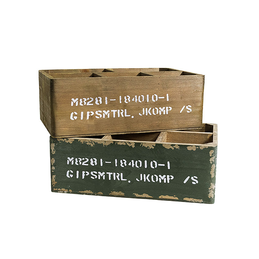 ミリタリーテイスト　ストレージウッドボックス　5仕切りタイプ　（オリーブ）　秘密基地系ファニチャー　FML |  | 11