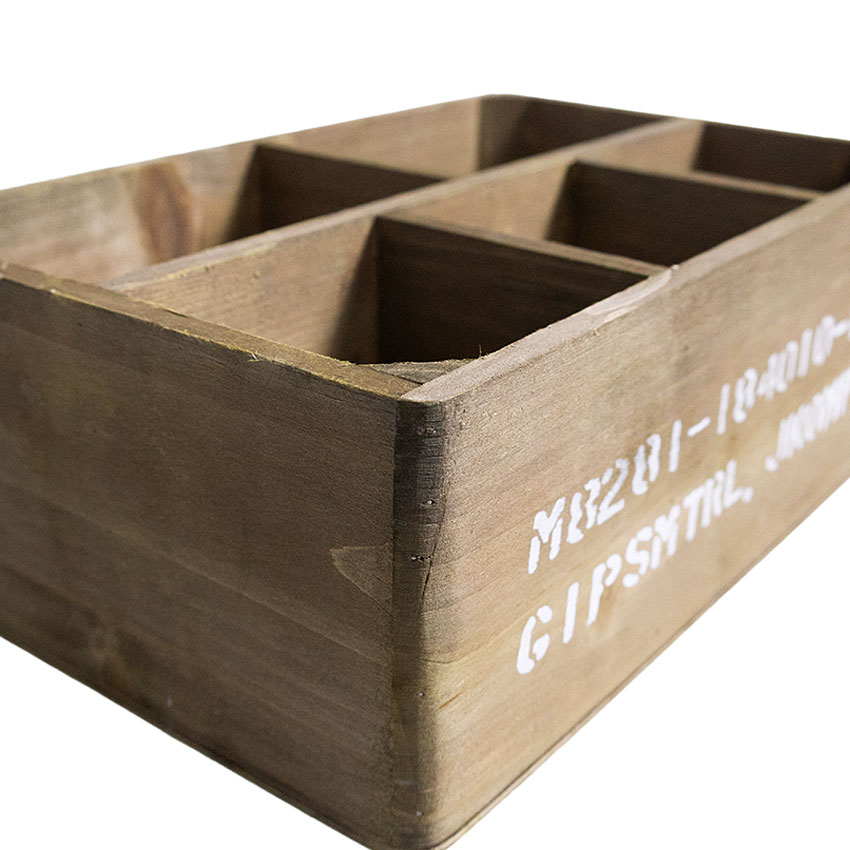 ミリタリーテイスト　ストレージウッドボックス　5仕切りタイプ　（ナチュラル）　秘密基地系ファニチャー　FML |  | 05