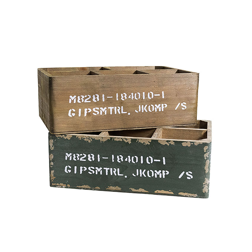 ミリタリーテイスト　ストレージウッドボックス　5仕切りタイプ　（ナチュラル）　秘密基地系ファニチャー　FML |  | 11