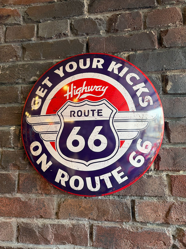 ルート66　ドームサイン　ブリキ看板　（トリコロール） ■ アメリカ雑貨 アメリカン雑貨 | 