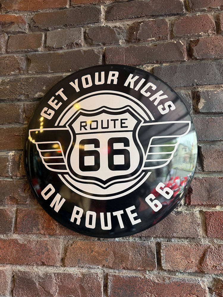 ルート66　ドームサイン　ブリキ看板　（ブラック＆ホワイト） ■ アメリカ雑貨 アメリカン雑貨 | 
