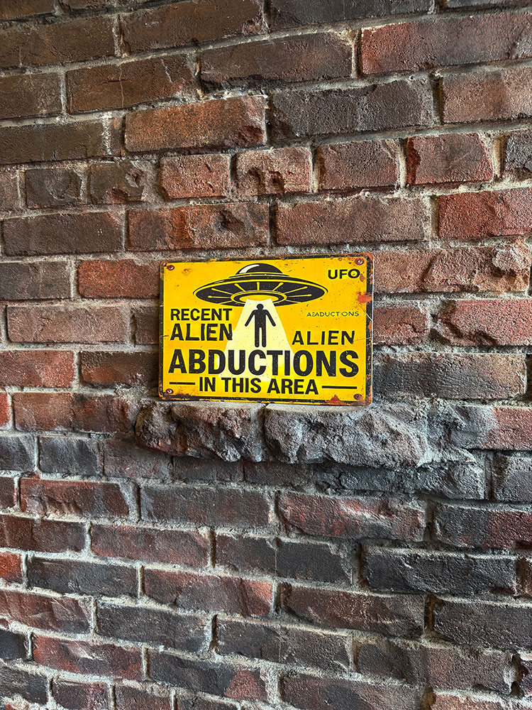 「最近このエリアでエイリアンによる誘拐が発生しています」　ミニジョーク看板　ブリキ看板　■ アメリカ雑貨 アメリカン雑貨 |  | 02