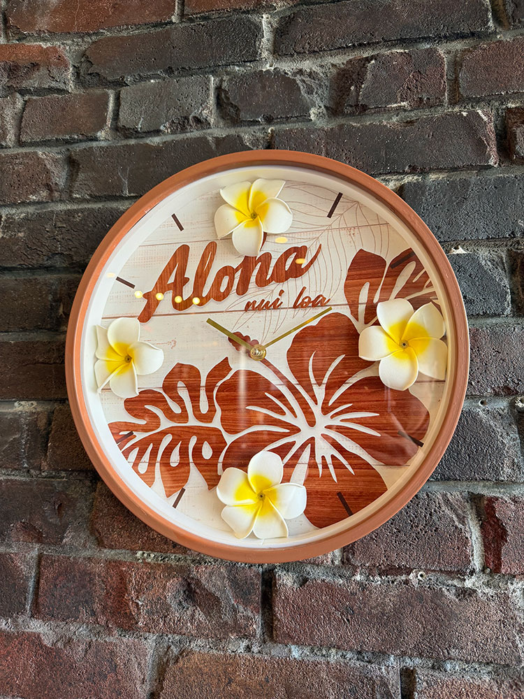 ハワイアン　プルメリア　レトロ　ウォールクロック　（ハイビスカス）　壁掛け時計 ■ アメリカン雑貨 アメリカ雑貨 | 