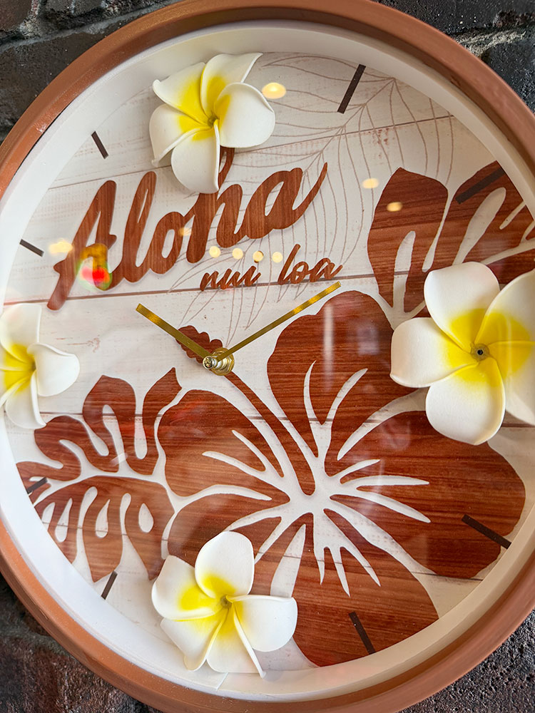ハワイアン　プルメリア　レトロ　ウォールクロック　（ハイビスカス）　壁掛け時計 ■ アメリカン雑貨 アメリカ雑貨 |  | 01