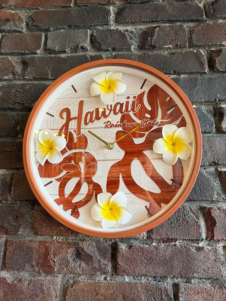 ハワイアン　プルメリア　レトロ　ウォールクロック　（ホヌ）　壁掛け時計 ■ アメリカン雑貨 アメリカ雑貨 | 