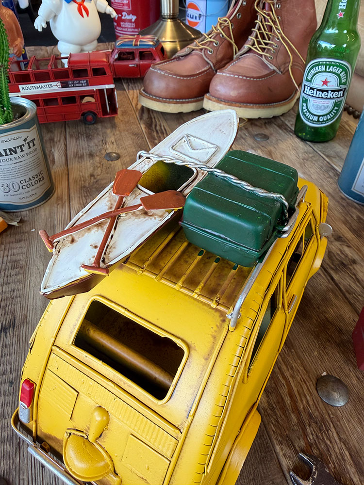 フィアット500　チンクエチェント　キャンパー仕様　ブリキオブジェ　（イエロー） ■ アメリカン雑貨 アメリカ雑貨 |  | 06