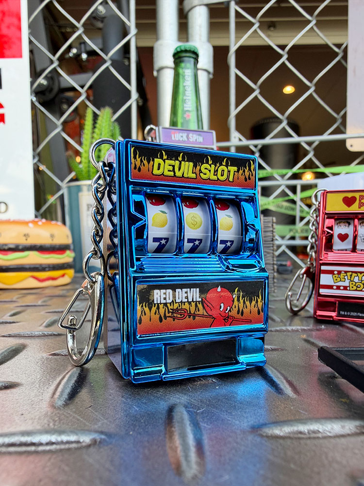 カジノ スロットマシン キーホルダー （ブルー/レッドデビル