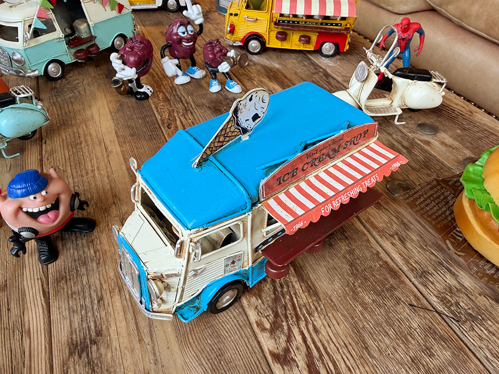 シトロエン　Hバン　アイスクリーム　キッチンカー　ブリキオブジェ　（スカイブルー×アイボリー） ■ アメリカン雑貨 アメリカ雑貨 |  | 01