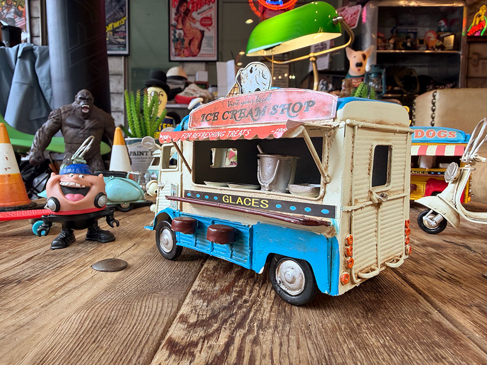 シトロエン　Hバン　アイスクリーム　キッチンカー　ブリキオブジェ　（スカイブルー×アイボリー） ■ アメリカン雑貨 アメリカ雑貨 |  | 03