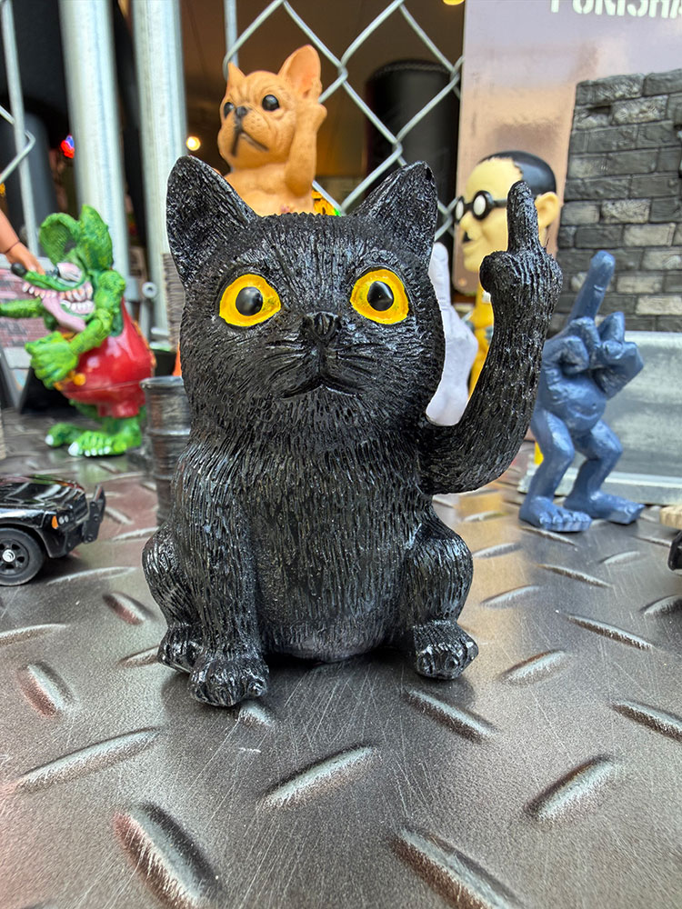 Xフィンガー ブラックキャット レジン製 オブジェ 黒ネコ